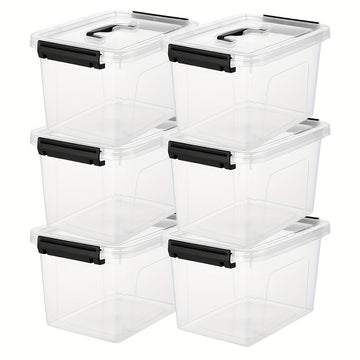 6-Liter Clear Storage Bins with Lids/Handle, 6-Pack Plastic Stackable Container with Latch — view 1 of home & kitchen