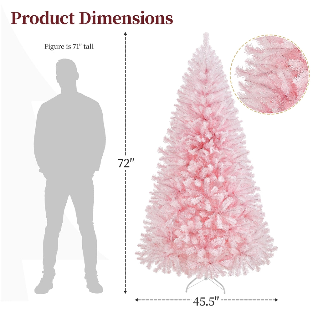 Costoffs 4ft/4.5ft/6ft/7.5ft/9ft/12ft Christmas Tree Hinged Prelighted Pine Tree for Home Party Holiday Decoration with Lights, Easy Assembly, Metal Hinges & Foldable Base