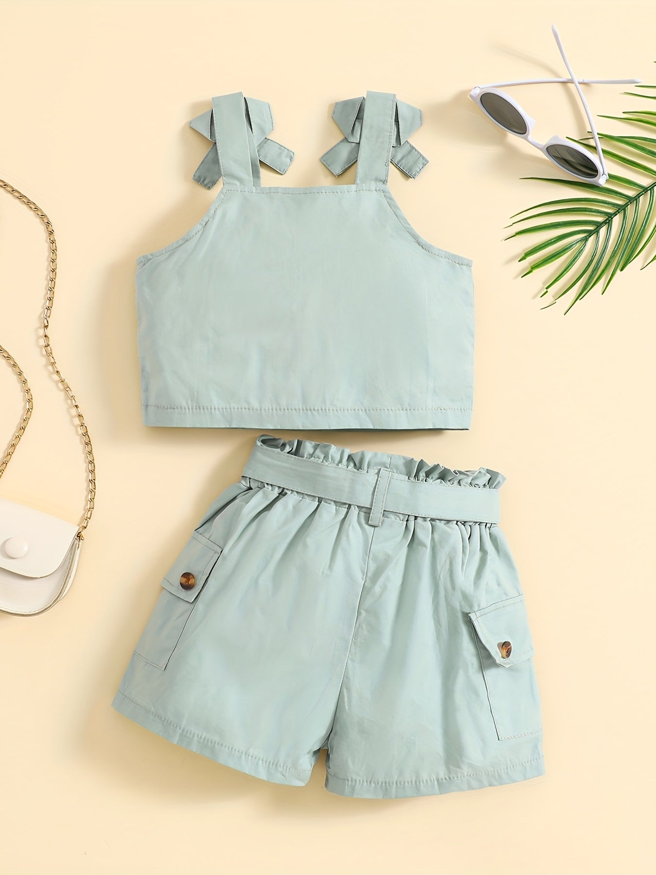 For Summer Holiday Girls Casual Cute Cami Top & Shorts Set Trendy Outdoor Clothes