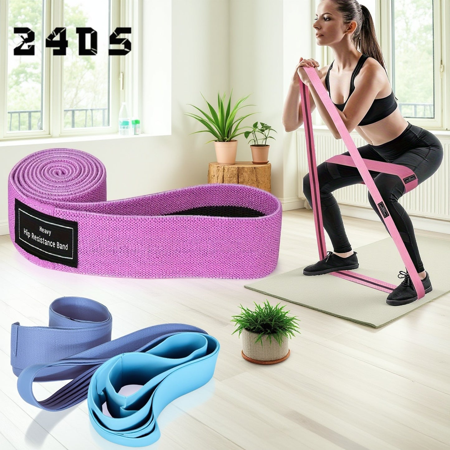 3PCS Fabric Resistance Loop Bands – Medium Set for Legs, Thighs & Glutes (Yoga, Pilates, Home Workout)