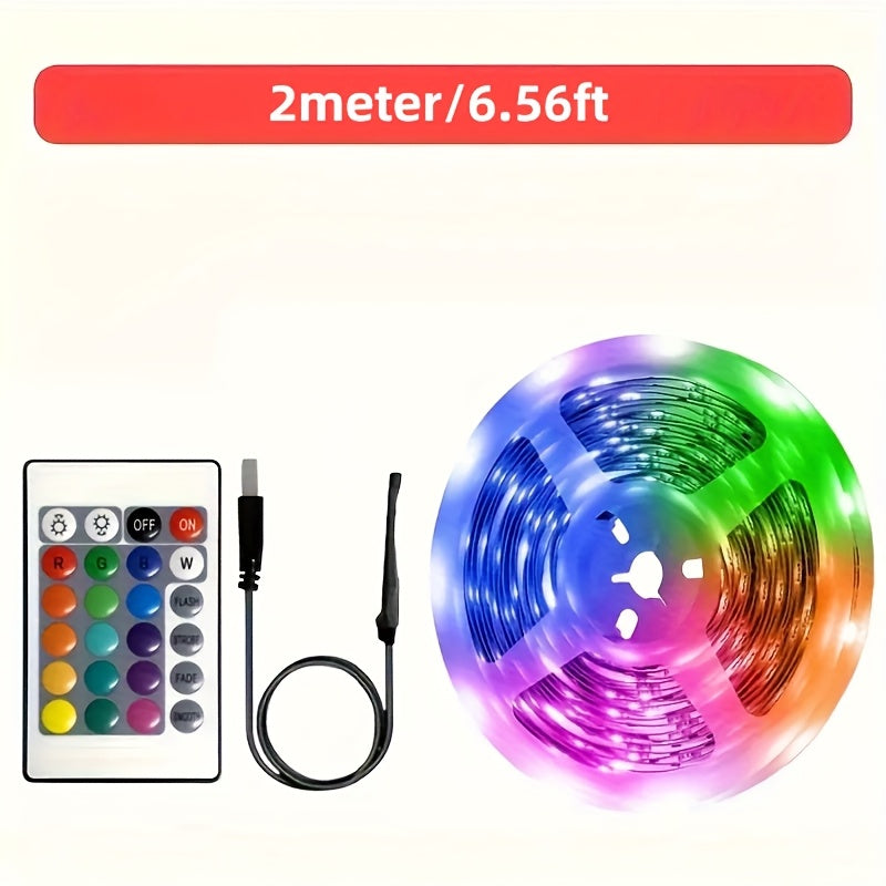 RGB LED Strip Light Set (5V USB) – 24-Key Remote Backlight Strip for TV, PC & Cabinets