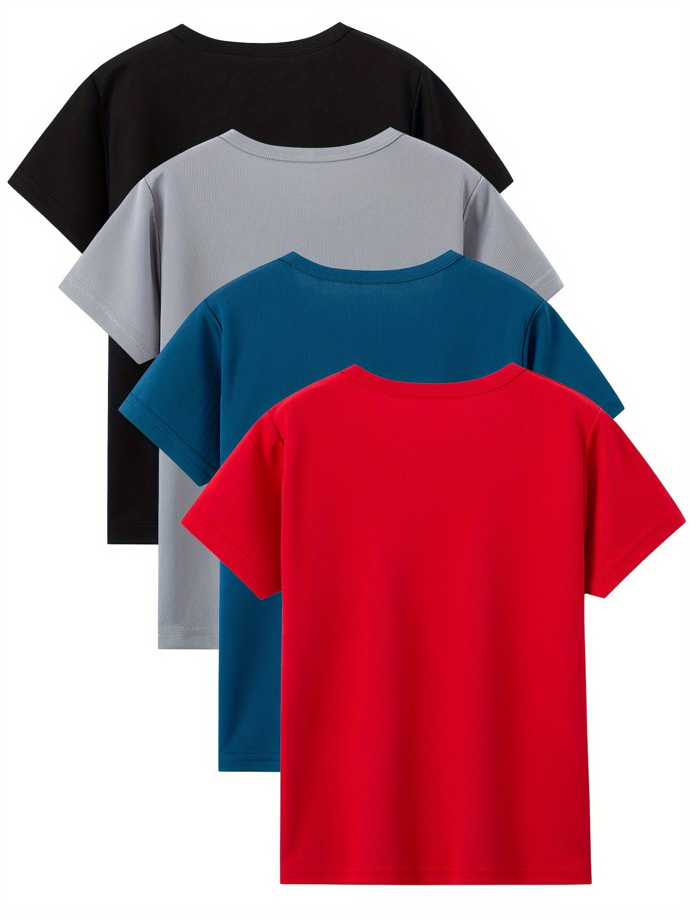 4pcs Boys’ Quick Dry Athletic T-Shirts – Casual Loose Fit Mesh Summer Tees