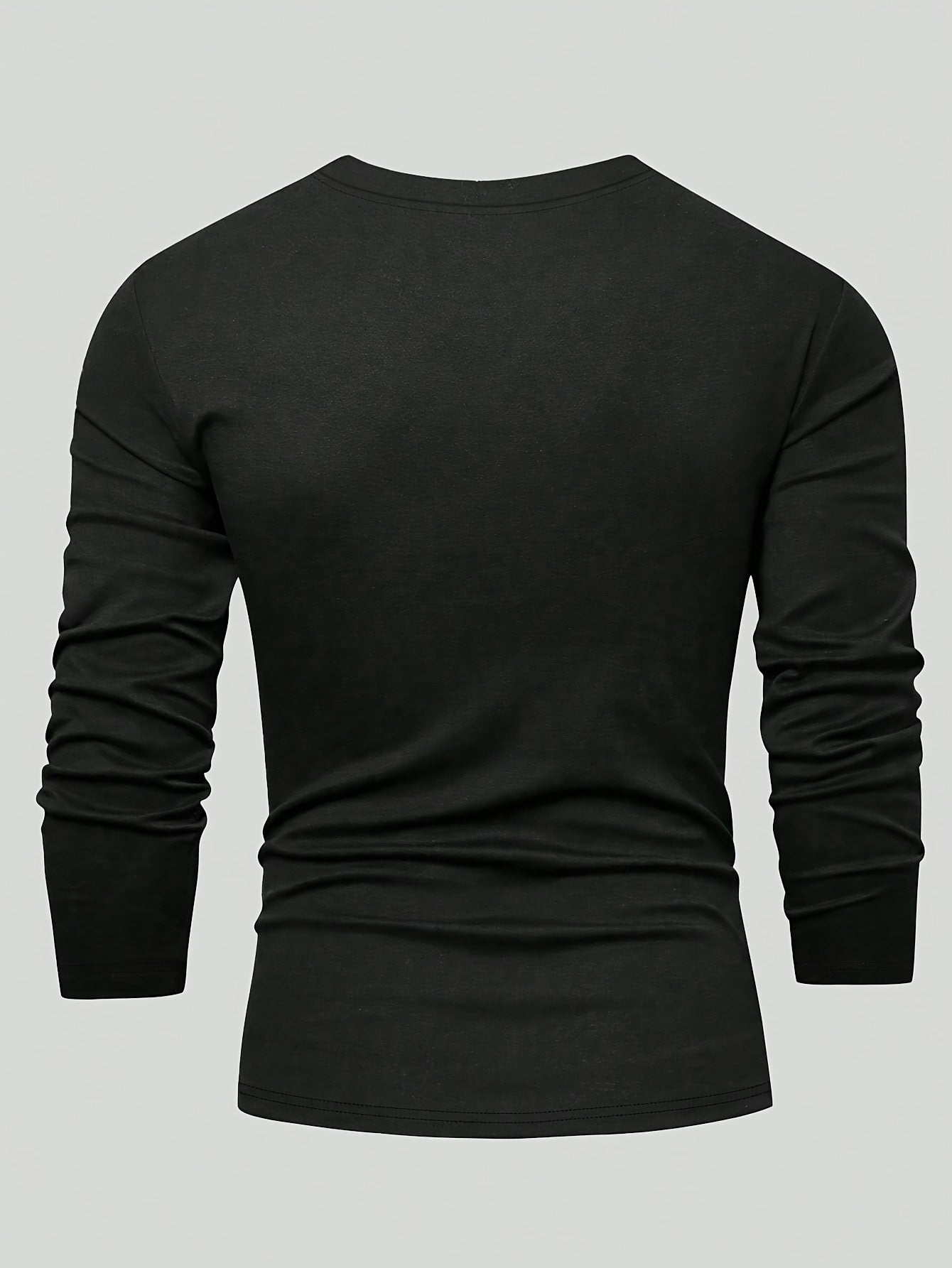 Men's Slim-Fit Long Sleeve T-Shirt - Stretchy Polyester & Elastane Blend, Casual Round Neck, Machine Washable - Perfect for Layering