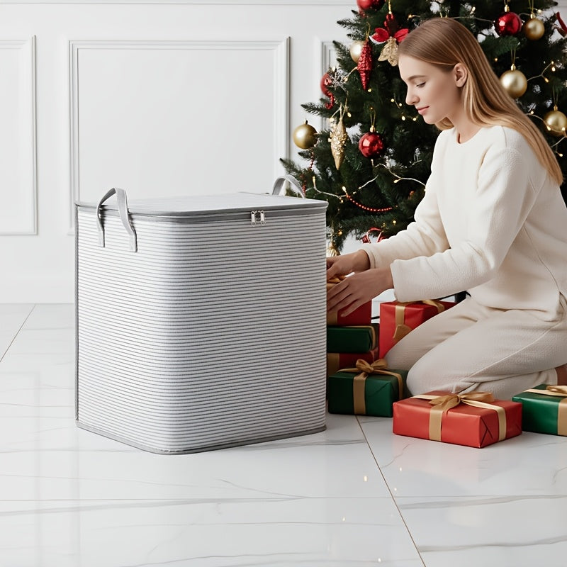 1pc Large Foldable Clothes & Storage with Zippered Lid & Sturdy Handle - Heavy-Duty Suitable for Closet Organizer, Portable Rectangular Container for Wardrobe, Travel, Seasonal Clothing Storage, Under-Bed Storage