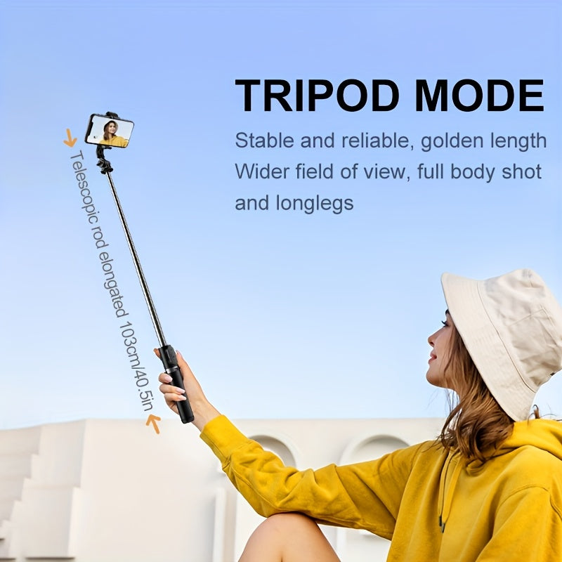 40" Selfie Stick Tripod with Wireless Remote – 360° Rotating Expandable Phone Tripod for iPhone & Android
