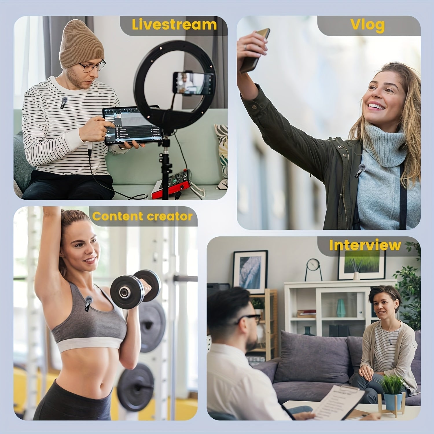 Professional Wireless Lavalier Microphone with Digital Battery Display, Feather Windshield, 360° Omnidirectional, USB-C Connector, 100ft Range, 2.4G Wireless Function, DSP Chip Professional Noise Reduction, Rotatable Magneti
