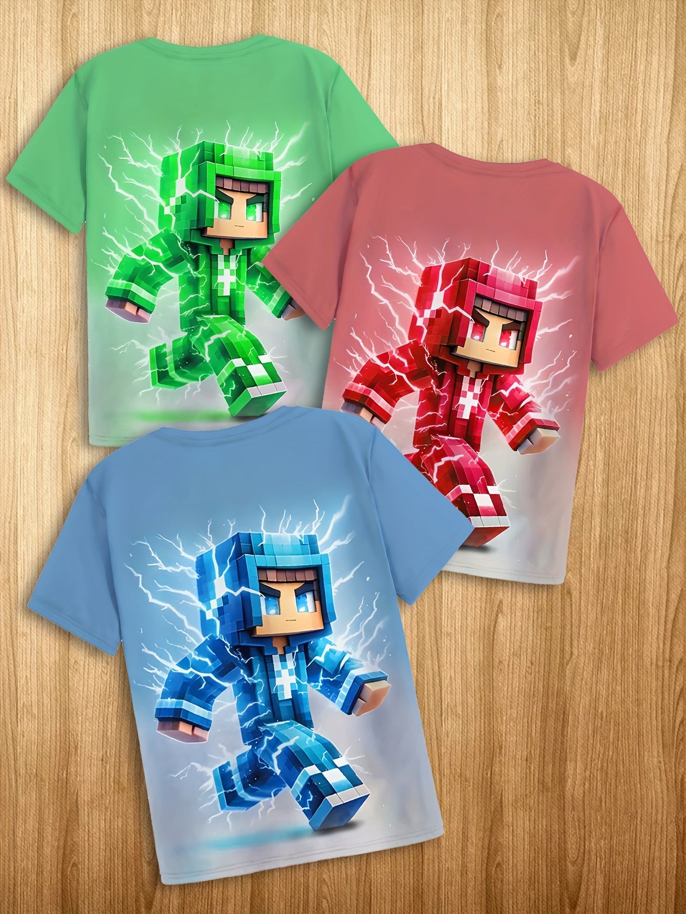 Multi-Pack Cartoon Robot Novelty Fashion T-Shirts, Short Sleeve Tees for Spring/Summer/Autumn