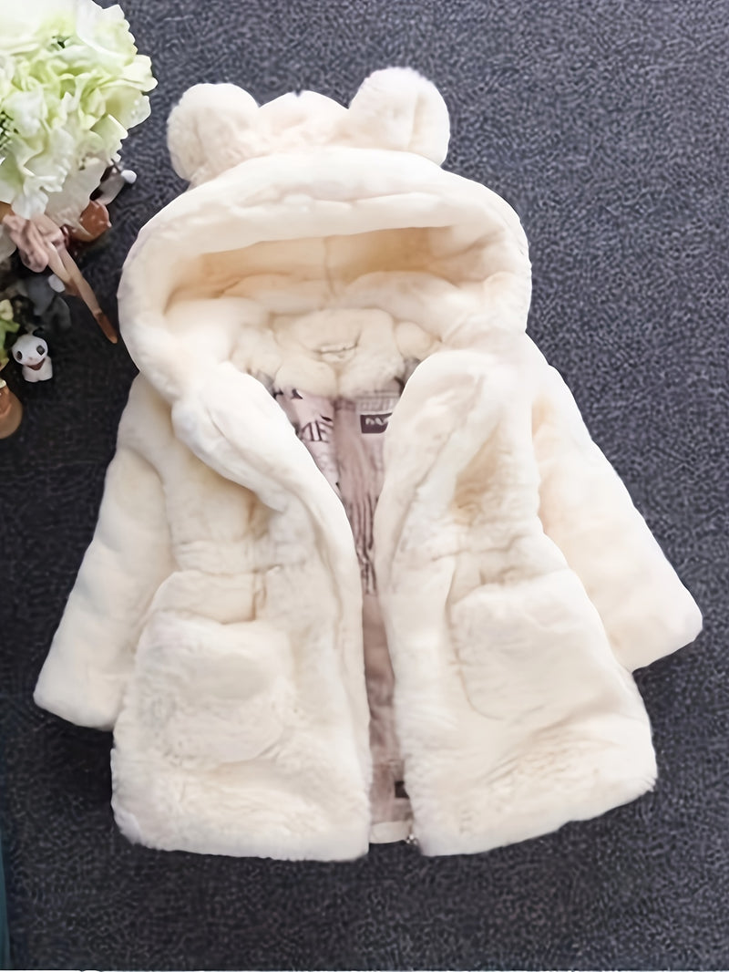 Adorable Girls’ Fleece Hooded Jacket – Winter Coat with Bear Ears — view 1 of outerwear