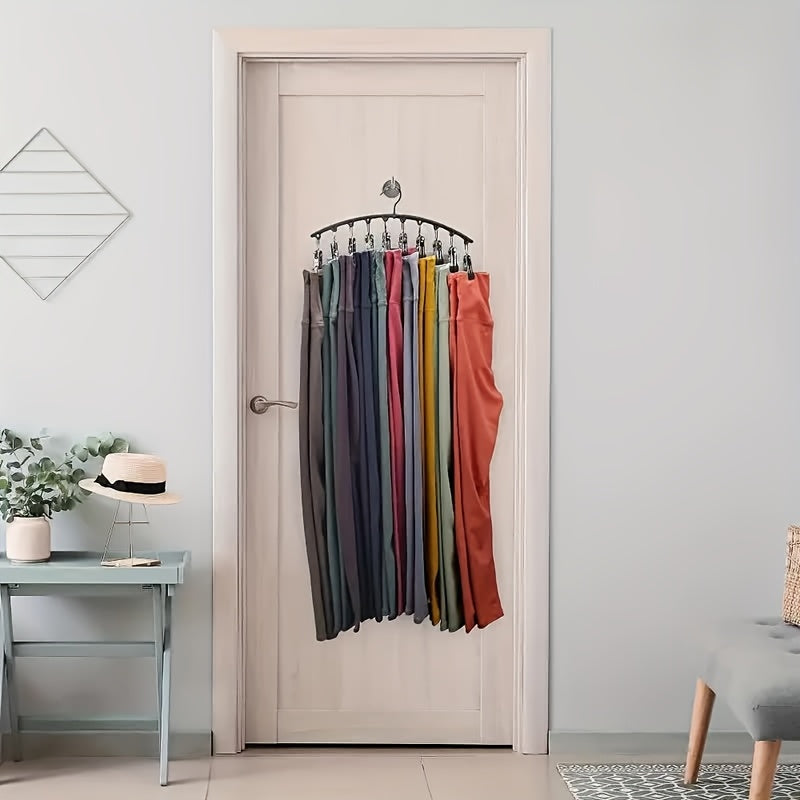 Space-Saving Stainless Steel Hanger With 10 Clips - 6pcs/4pcs/2pcs/1pc - Easy Install - Wall-Mounted Organizer For Cars - Clothes Hangers For Yoga Pants, Leggings& Socks