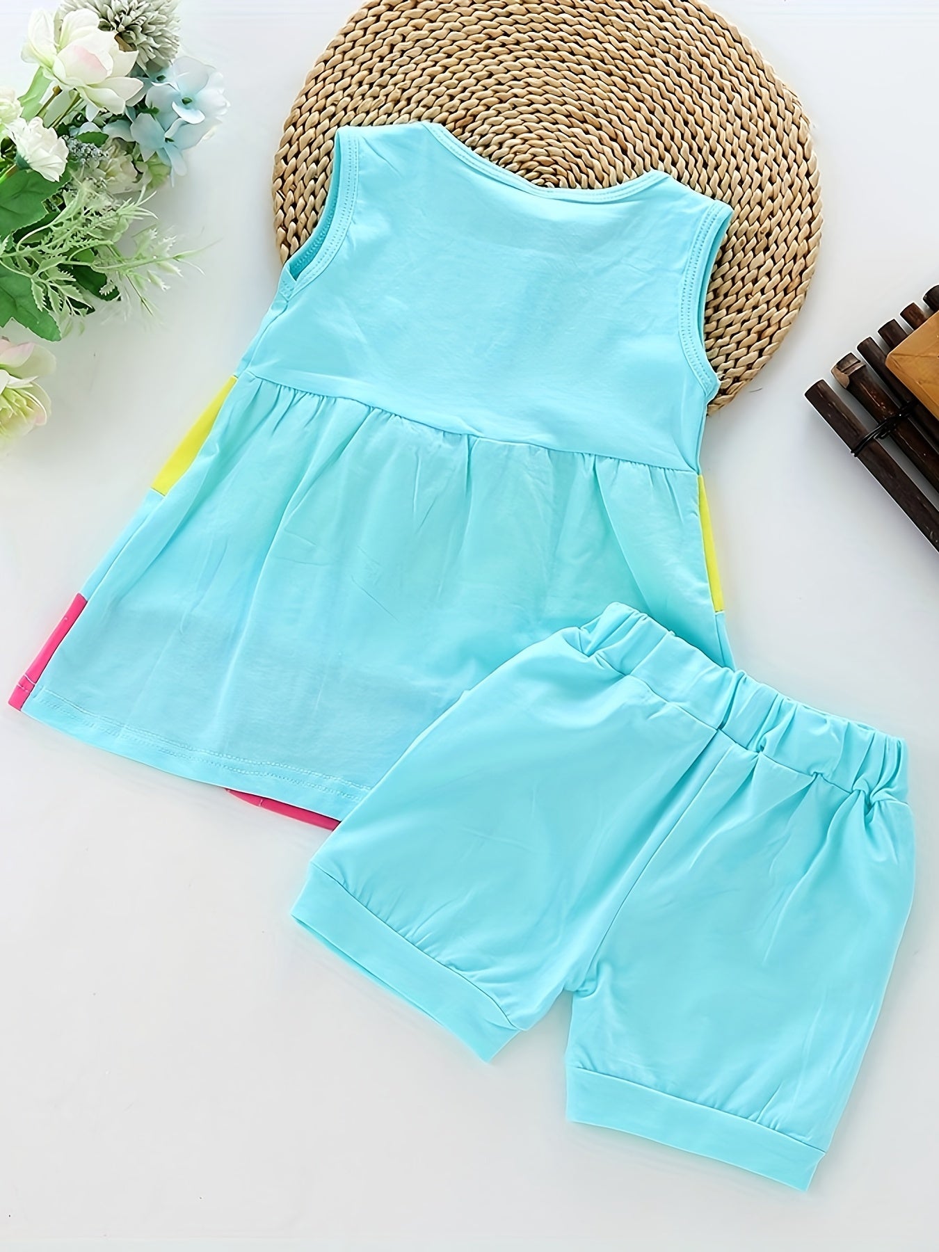 Baby girl fashion summer bow patchwork vest shorts two-piece set of western-style outfits