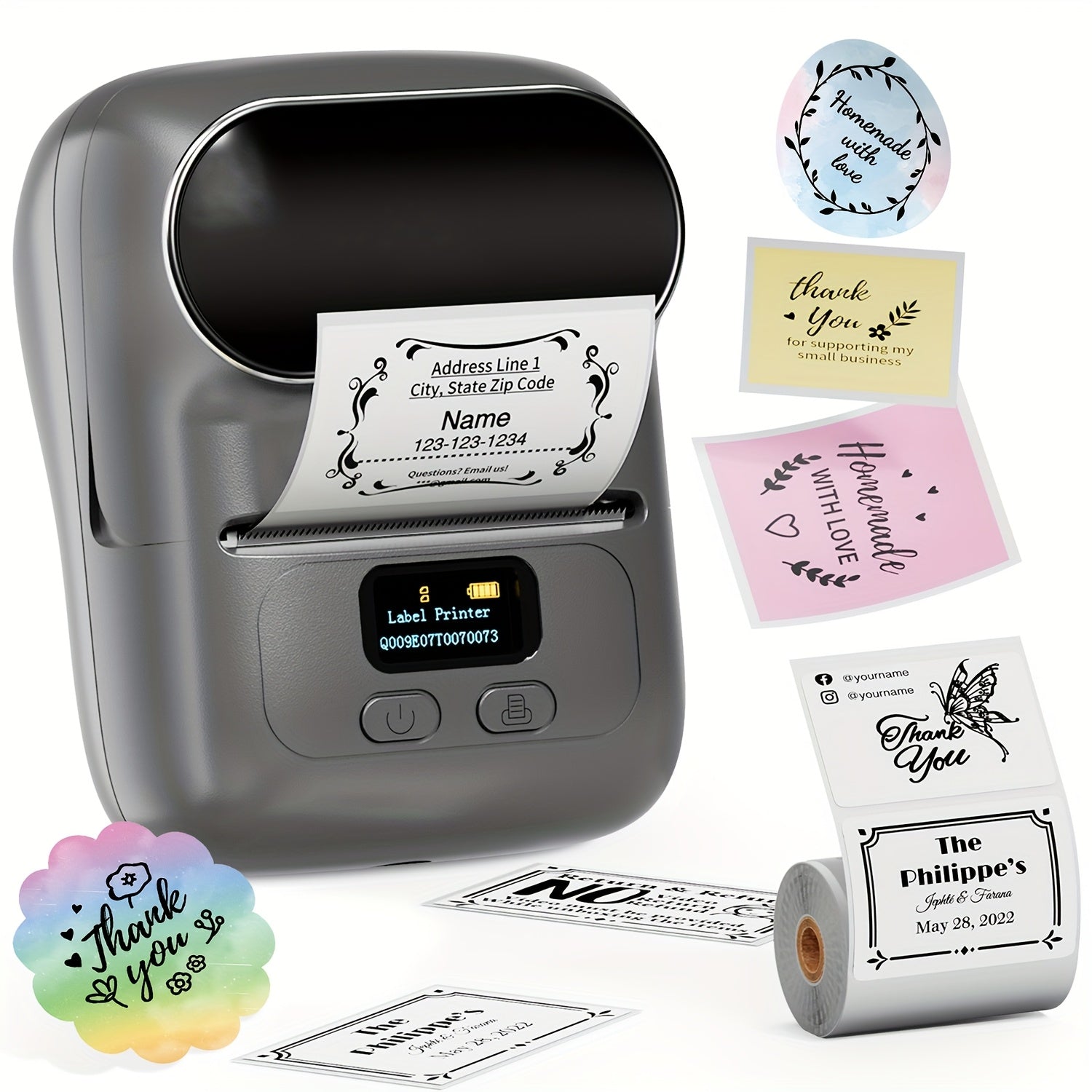 Barcode Printer - Label Maker Machine Wireless Themal Label Printer for Small Business, School, Barcode, Address, Jewelry, Clothing, Organizing, Orange