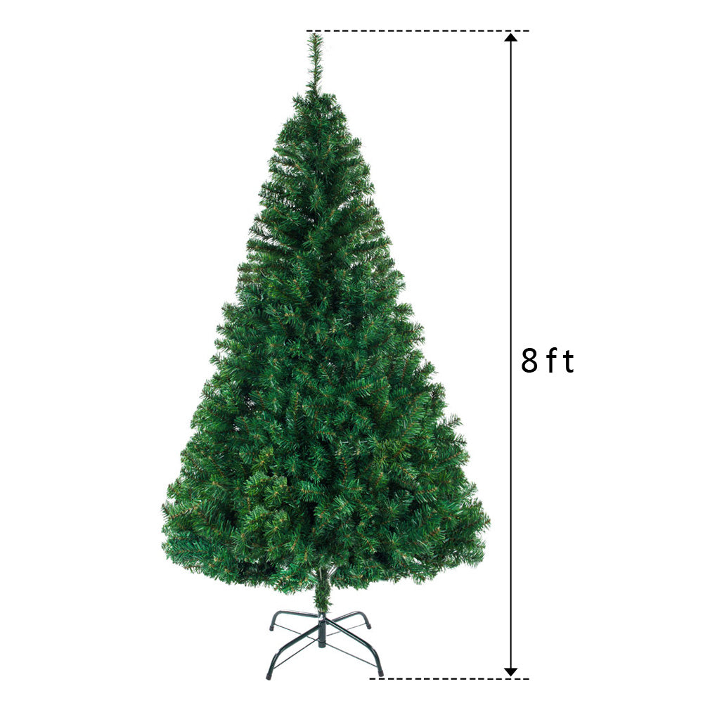 8ft Premium PVC Christmas Tree with 1454 Branch Tips - Durable, Vibrant Light Green Artificial Holiday Decor for Home & Office, Includes Metal Stand & Storage Bag, Christmas Decor