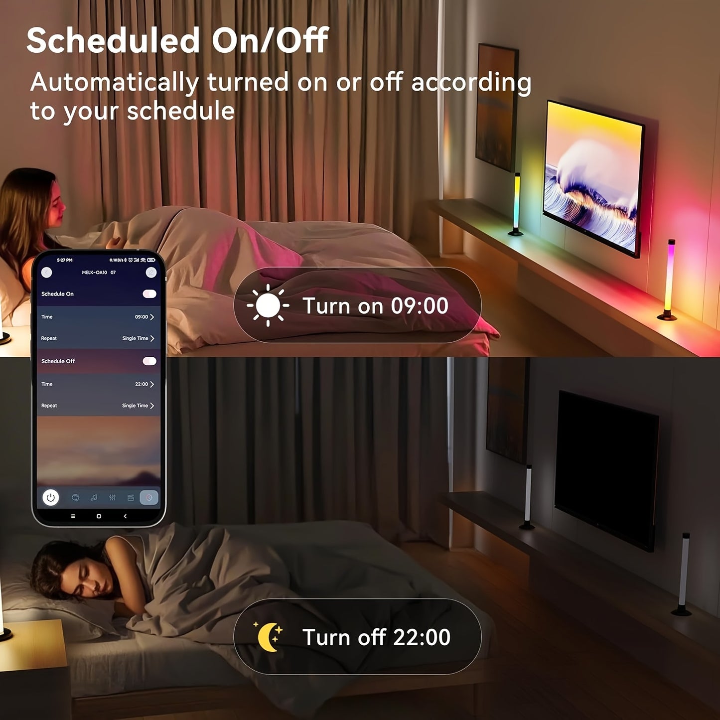 2PCS RGBIC Light Bars – App & Remote USB Mood Lights with Music Sync (16M Colors, 8 Modes)