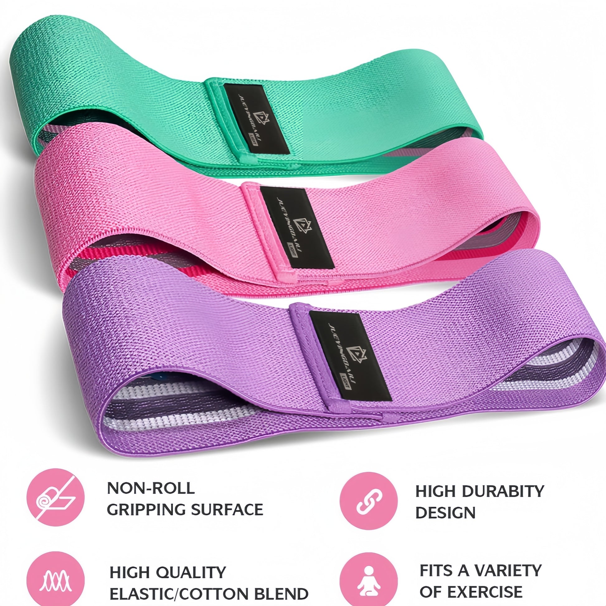 3PCS Fabric Resistance Bands Set – Loop Workout Bands for Yoga, Pilates & Home Training (3 Levels)