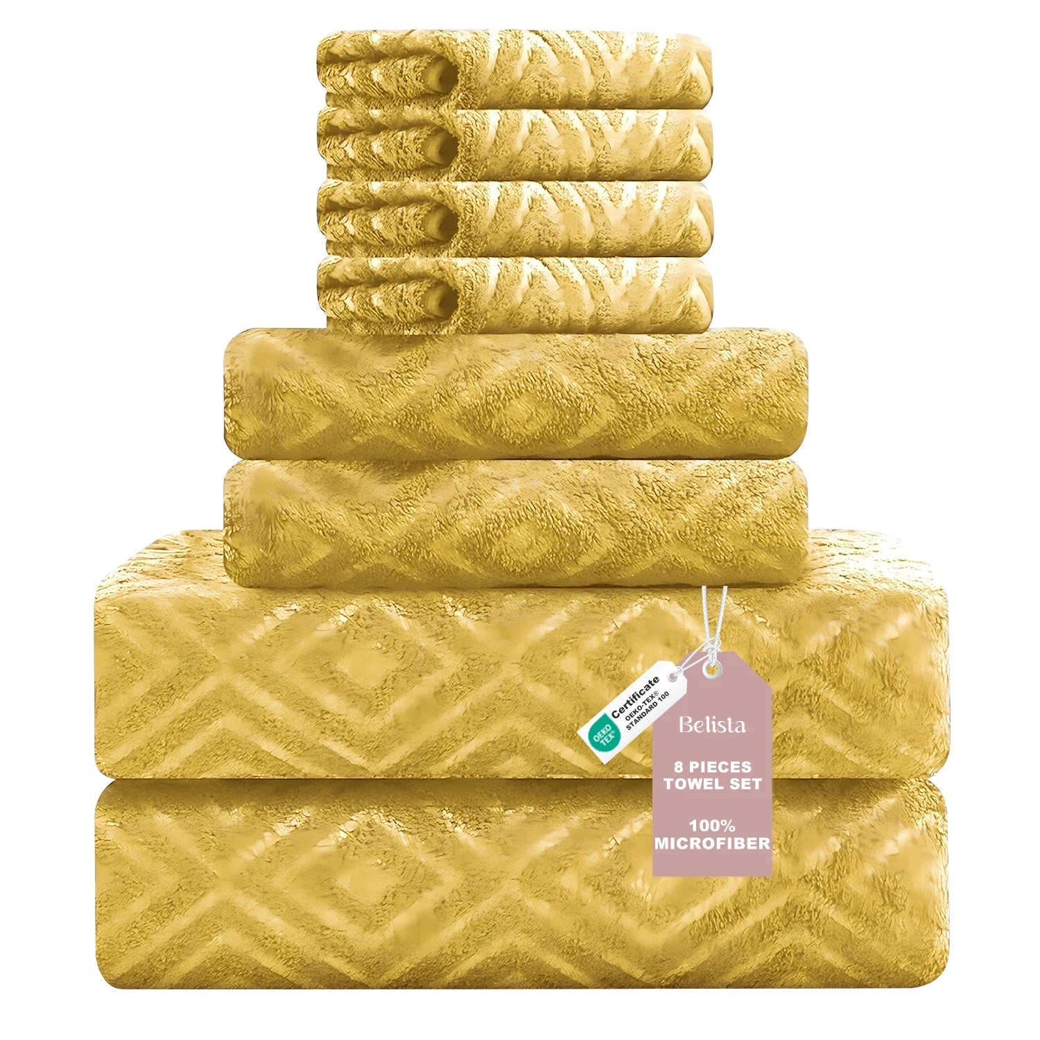 Bath Towels Belista 8-Piece Oversized Spa — 2 Sheets + 2 Hand + 4 Washcloths for Gym, Spa, Home — view 16 of bath & towels