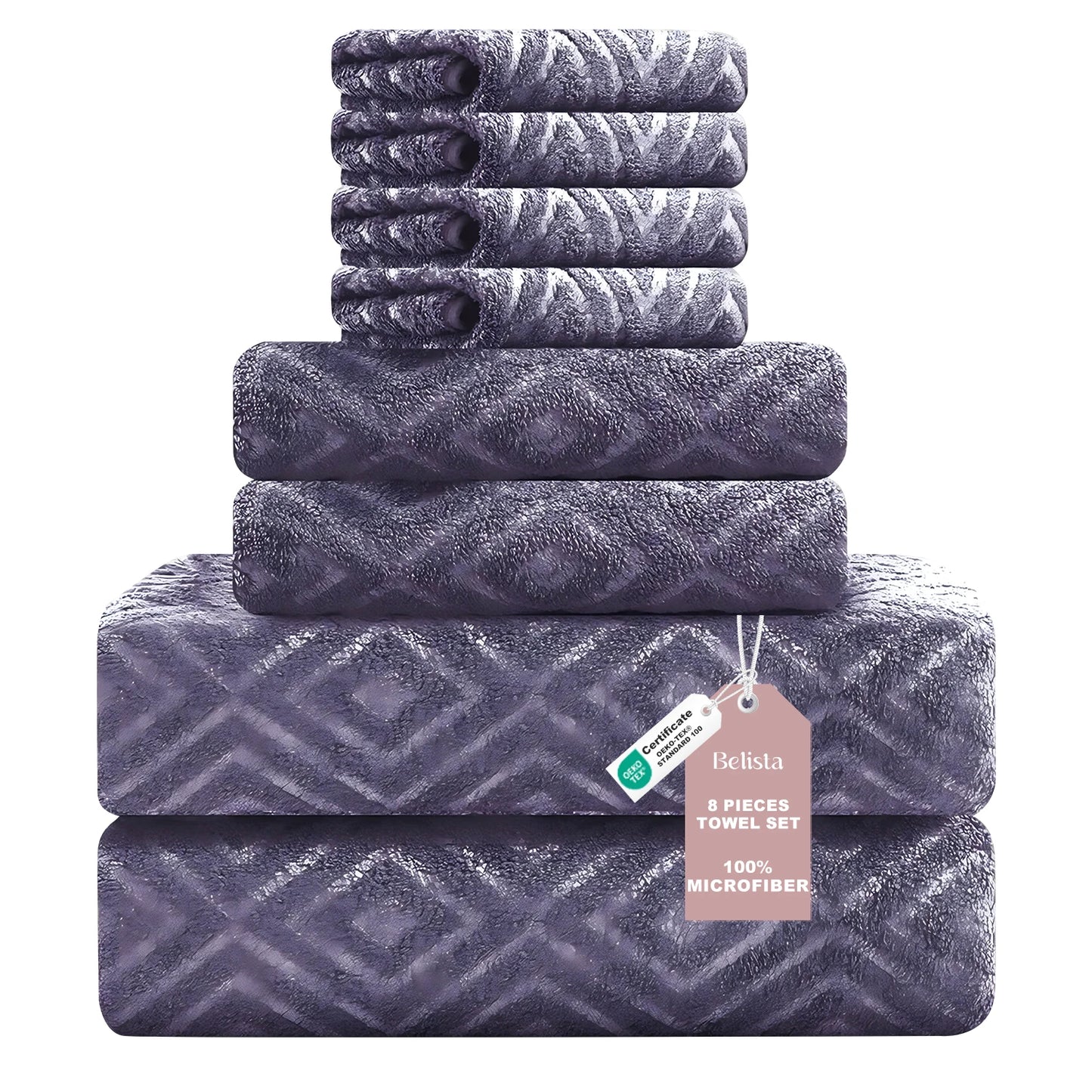 Bath Towels Belista 8-Piece Oversized Spa — 2 Sheets + 2 Hand + 4 Washcloths for Gym, Spa, Home — view 11 of bath & towels