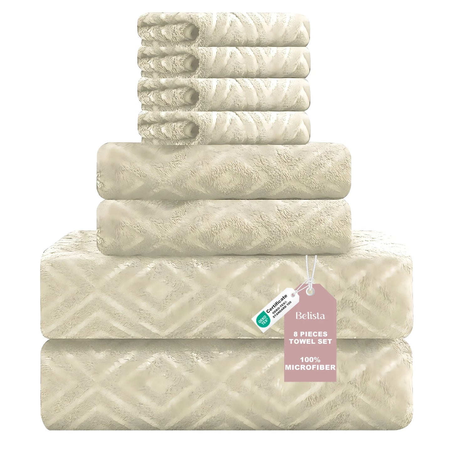 Bath Towels Belista 8-Piece Oversized Spa — 2 Sheets + 2 Hand + 4 Washcloths for Gym, Spa, Home — view 15 of bath & towels