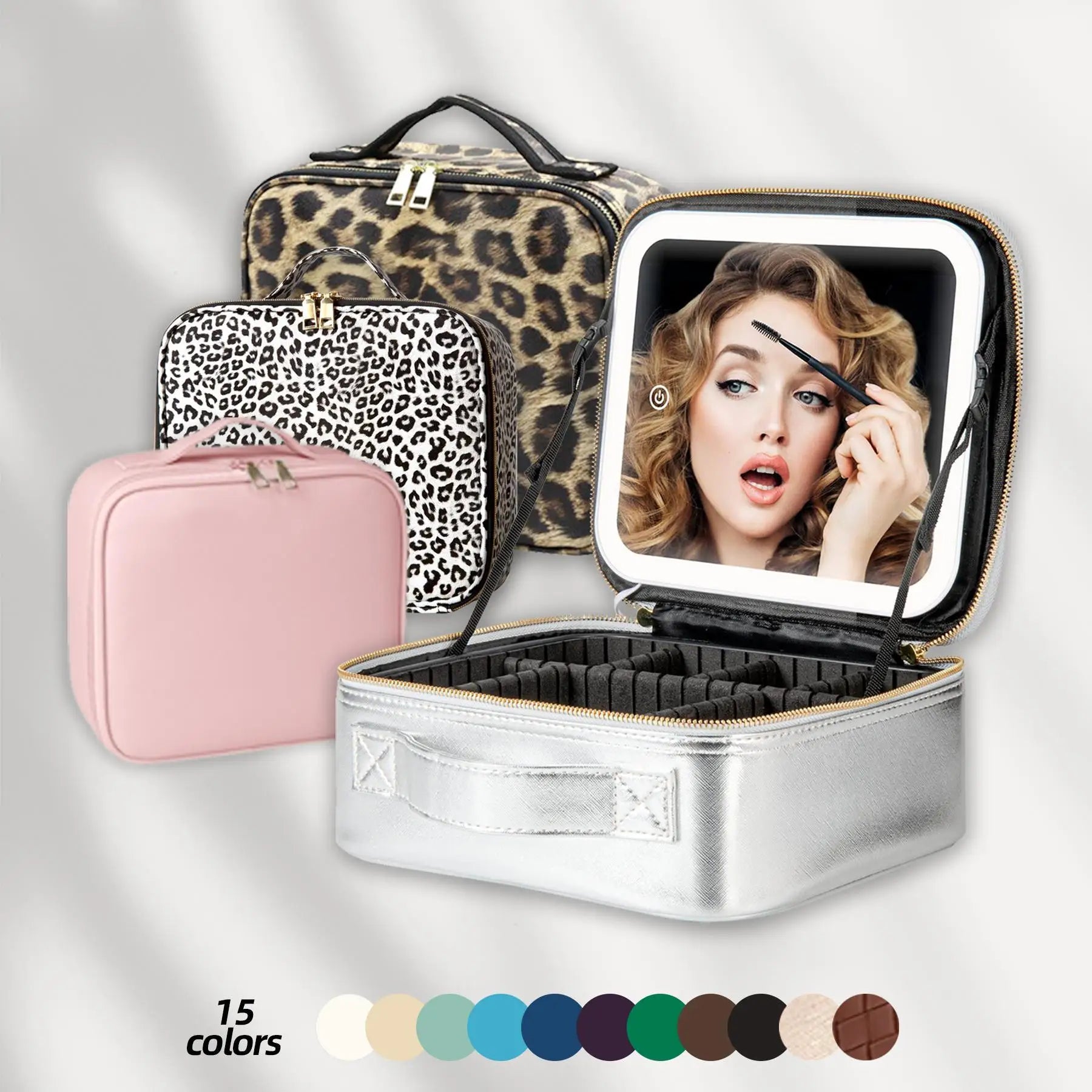 LED Makeup Bag with Mirror – 3-Color Lighted Makeup Case with Adjustable Dividers — view 1 of bags & accessories