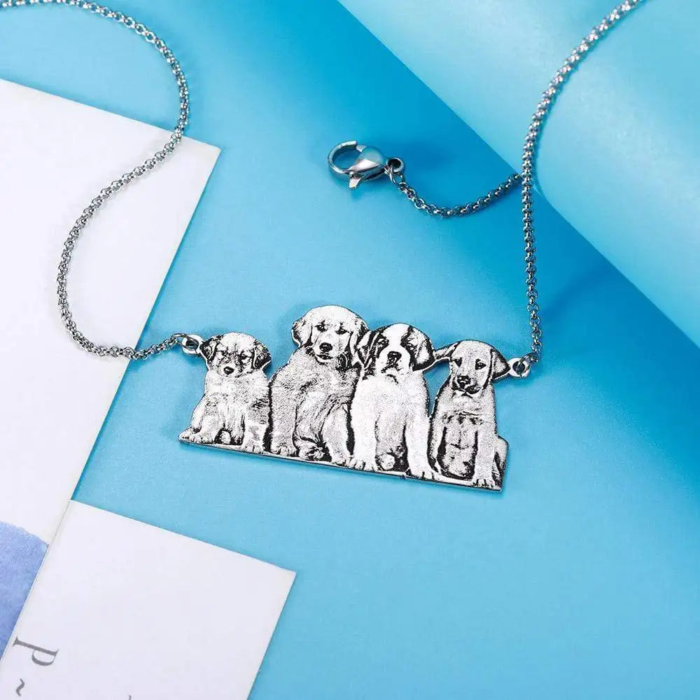 Personalized Pet Photo Keychain Custom Stainless Steel Dog Cat Tag Memorial Keepsake Gift