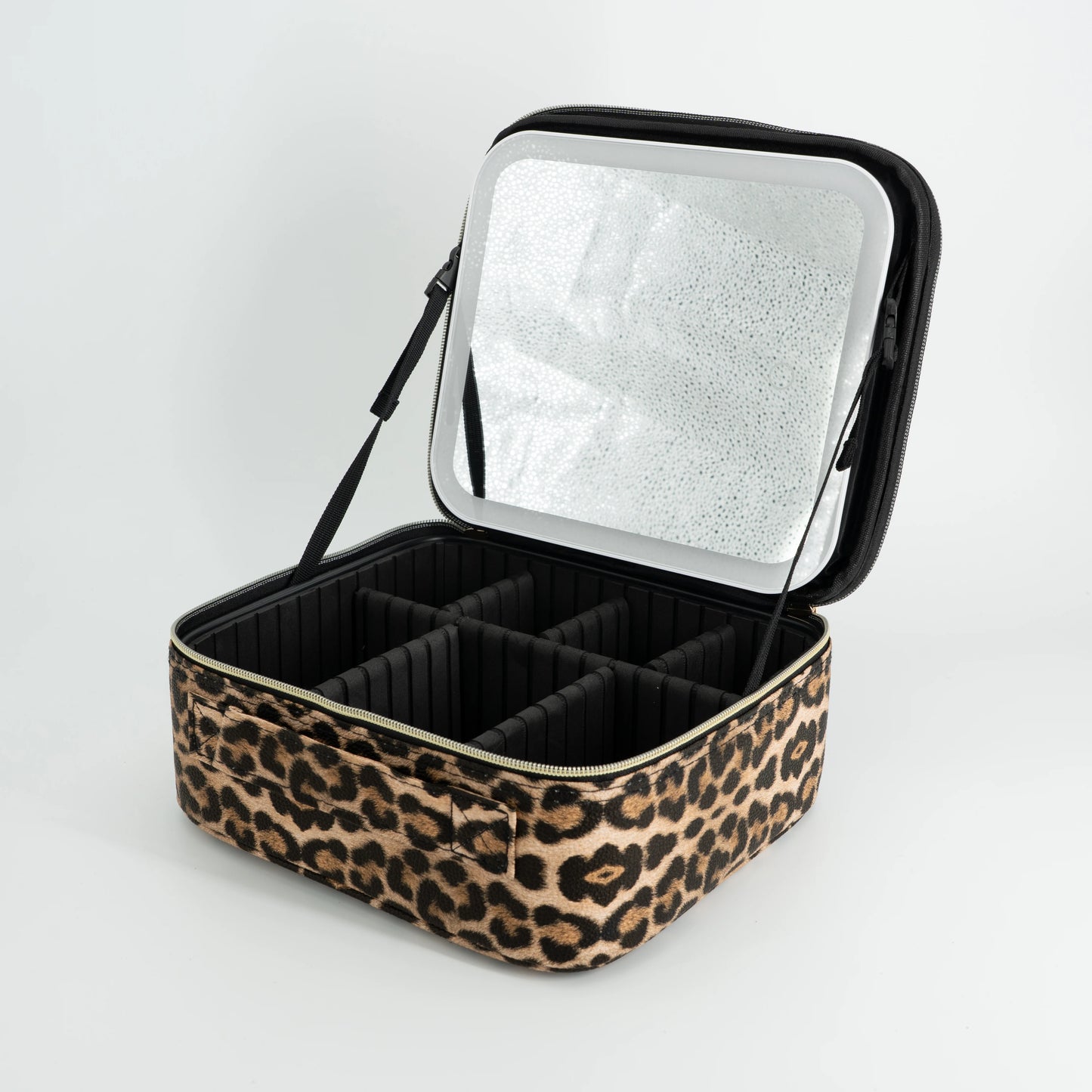 LED Makeup Bag with Mirror – 3-Color Lighted Makeup Case with Adjustable Dividers — view 7 of bags & accessories
