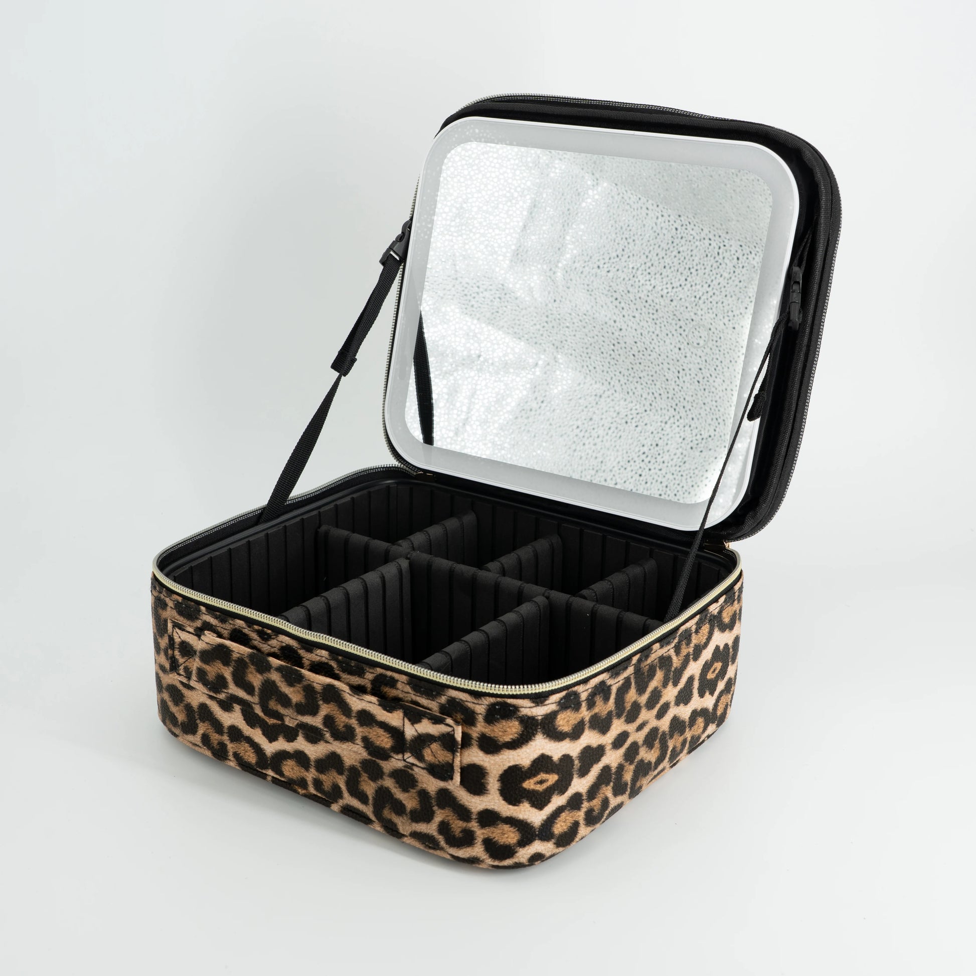 LED Makeup Bag with Mirror – 3-Color Lighted Makeup Case with Adjustable Dividers — view 7 of bags & accessories