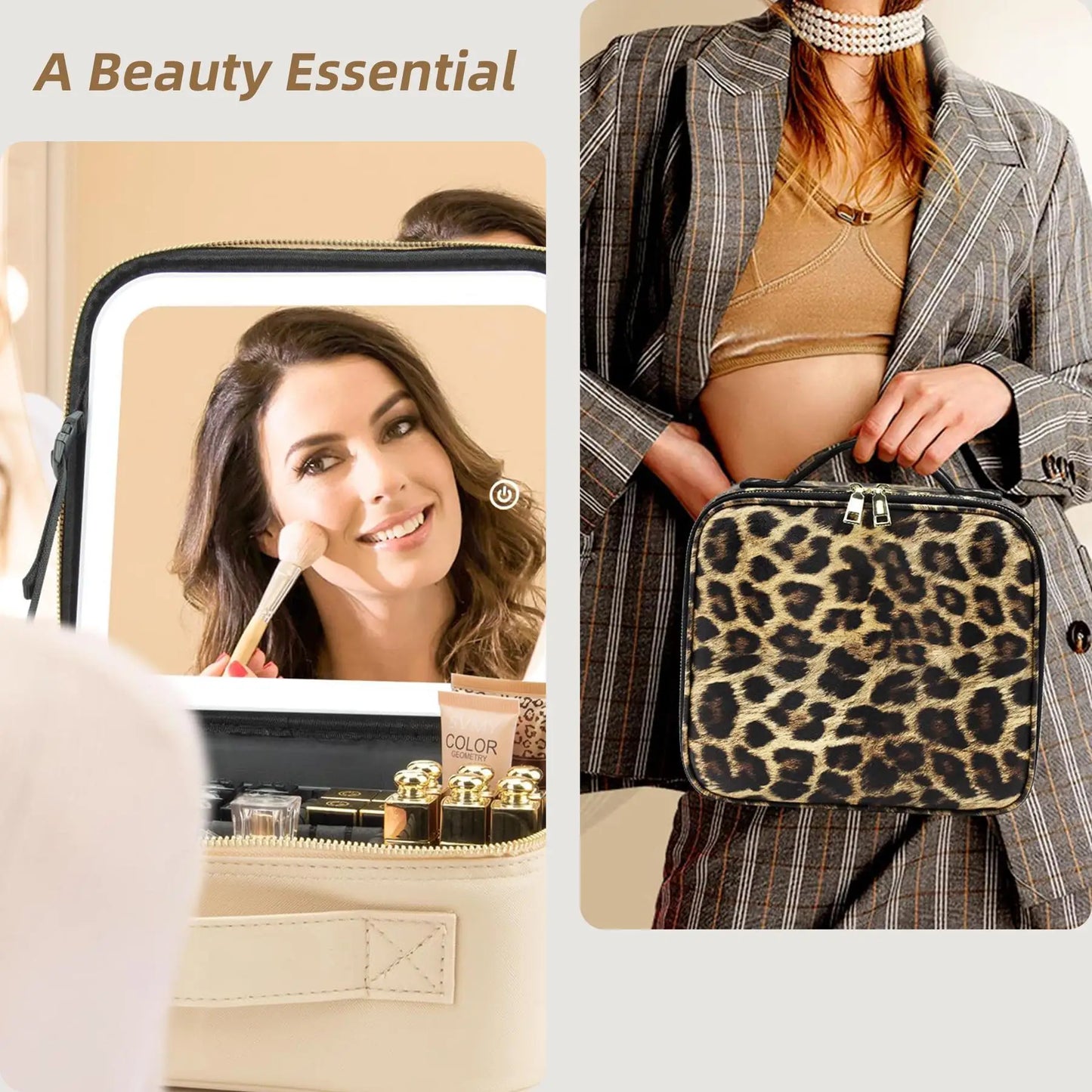 LED Makeup Bag with Mirror – 3-Color Lighted Makeup Case with Adjustable Dividers — view 5 of bags & accessories