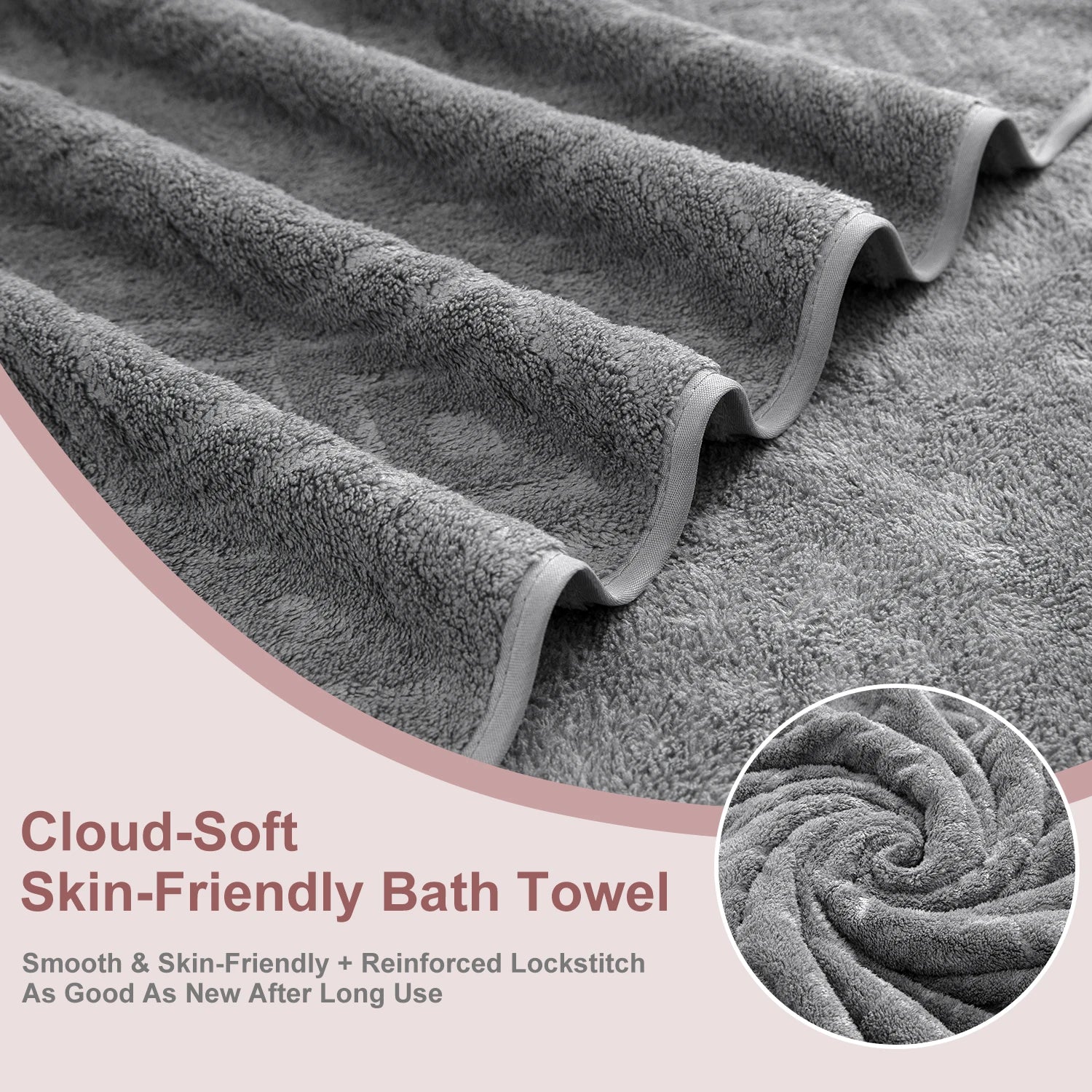 Bath Towels Belista 8-Piece Oversized Spa — 2 Sheets + 2 Hand + 4 Washcloths for Gym, Spa, Home — view 3 of bath & towels