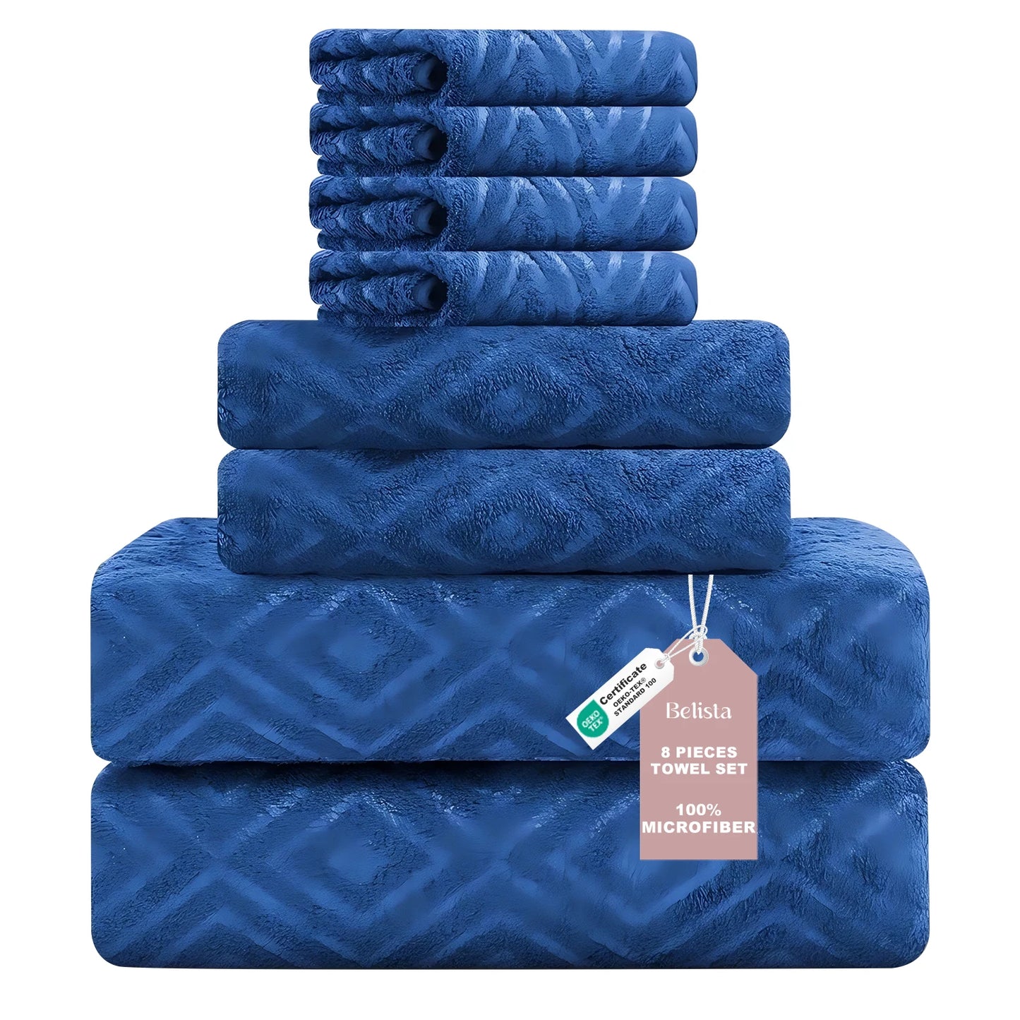 Bath Towels Belista 8-Piece Oversized Spa — 2 Sheets + 2 Hand + 4 Washcloths for Gym, Spa, Home — view 13 of bath & towels