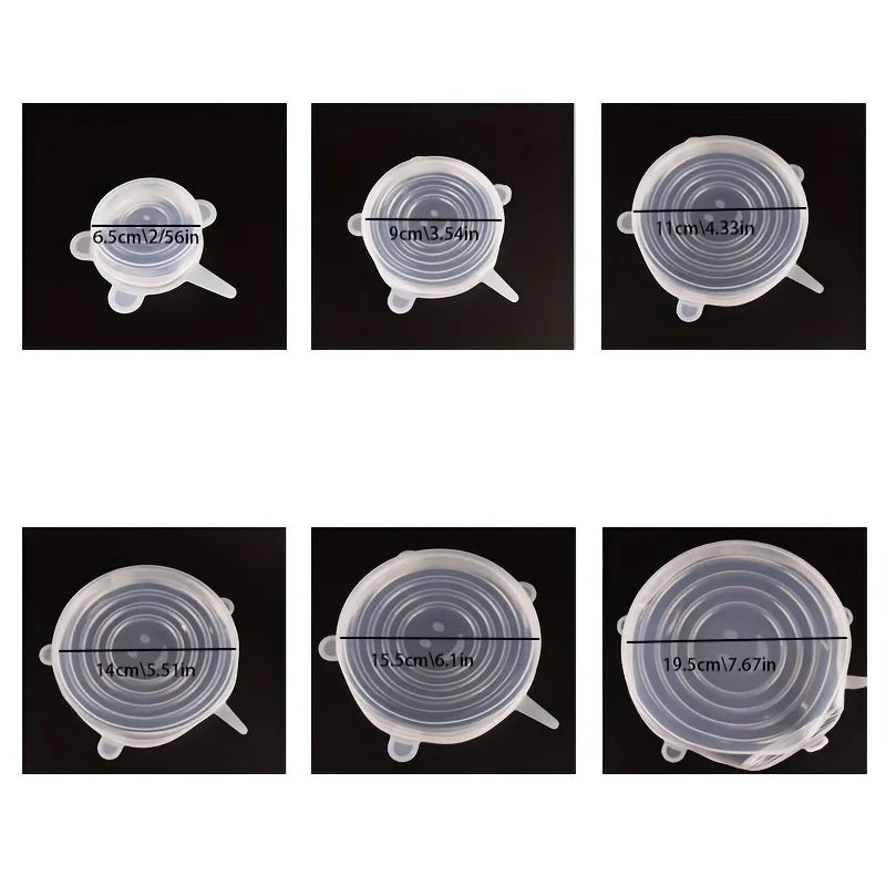 6PCS Reusable Silicone Food Seal Wraps – Leak-Free Covers, Fridge & Dishwasher Safe, Heat Resistant