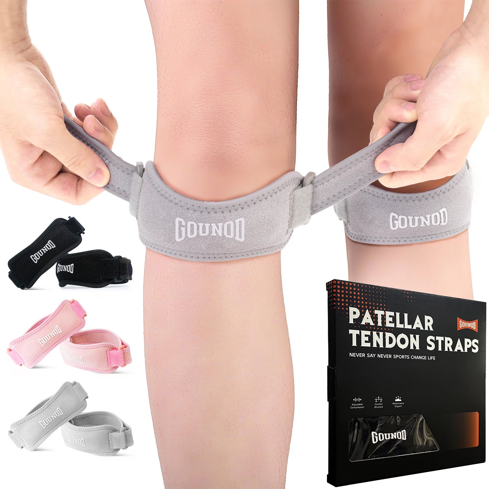 GOUNOD 2-Pack Patellar Tendon Knee Strap Set — Both Knees Covered — view 6 of braces & support