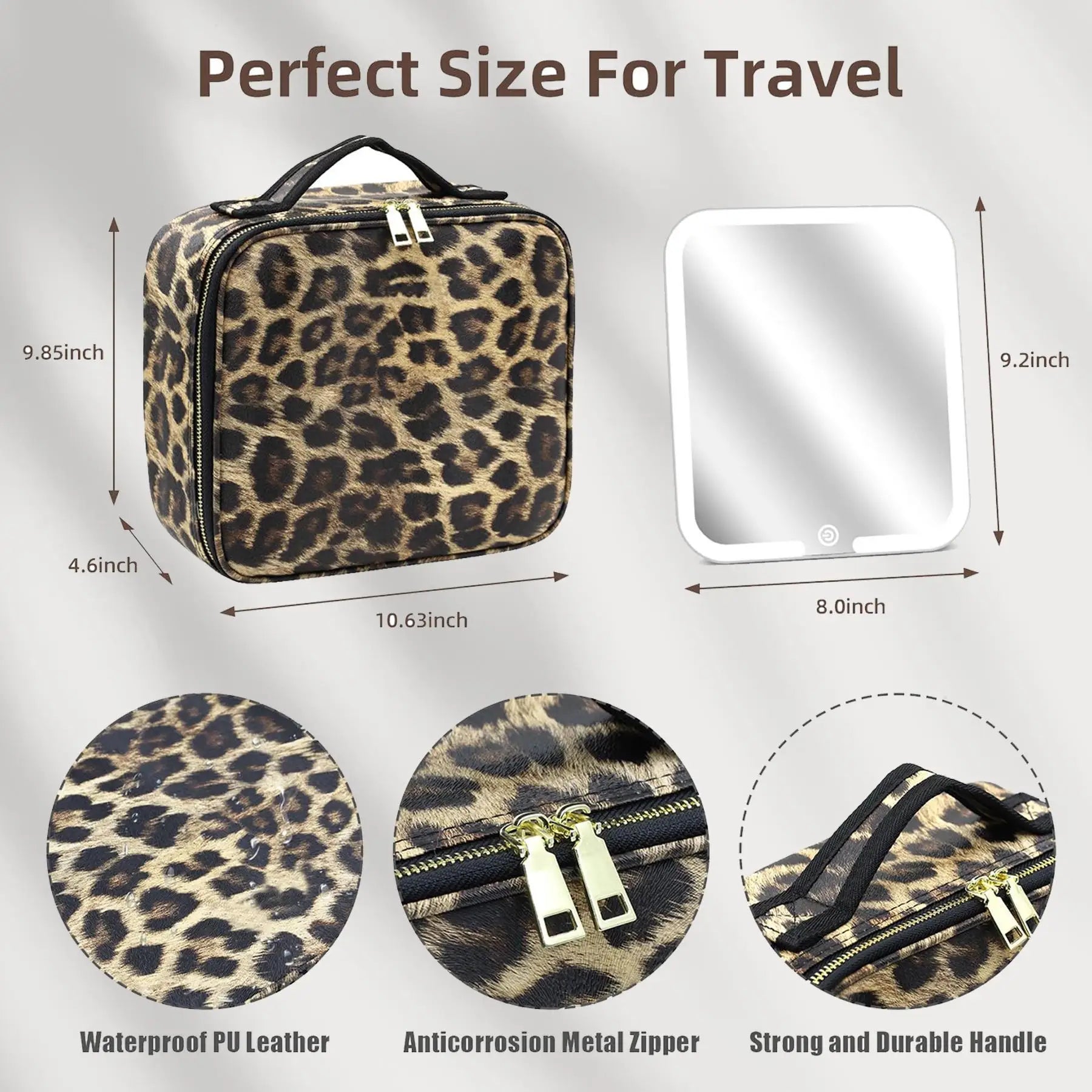 LED Makeup Bag with Mirror – 3-Color Lighted Makeup Case with Adjustable Dividers — view 3 of bags & accessories