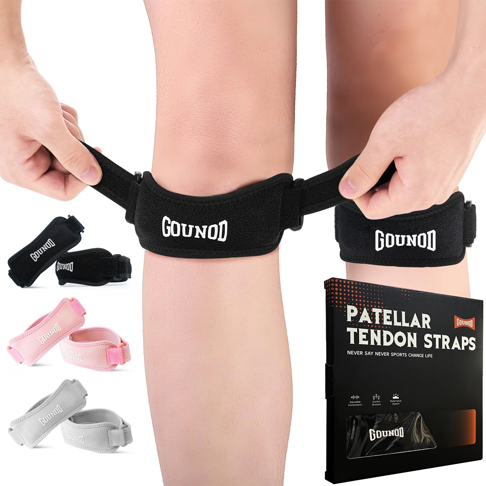 GOUNOD 2-Pack Patellar Tendon Knee Strap Set — Both Knees Covered — view 7 of braces & support