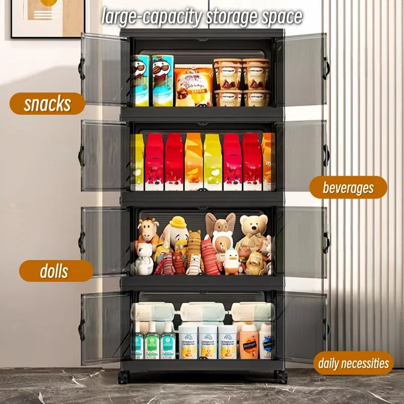 Foldable Storage Cabinet with Clear Double Doors, Multi-Tier — product photo 2