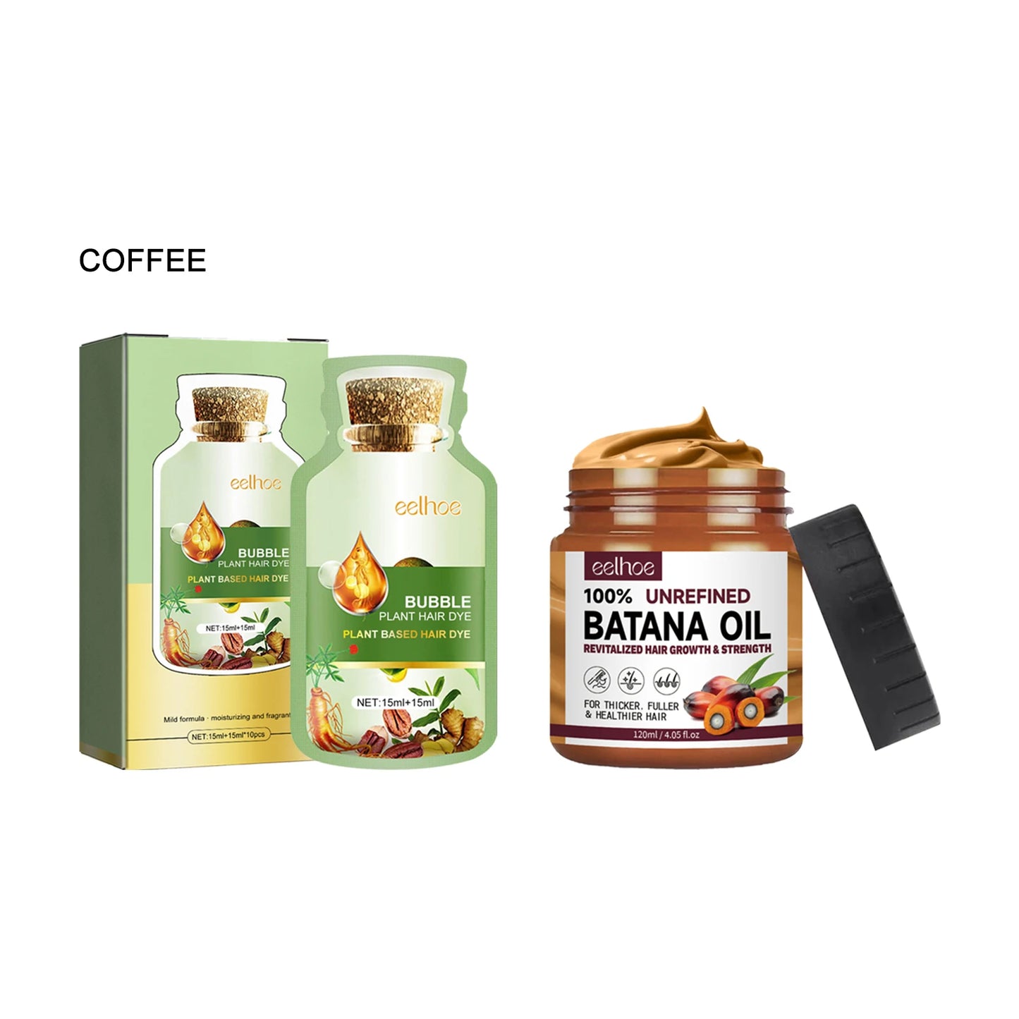 Eelhoe 10pcs Herbal Bubble Hair Dye Shampoo Batana Oil Hair Conditioner Cover White Hair Grey Scalp Nourish Hair Dying Shampoo