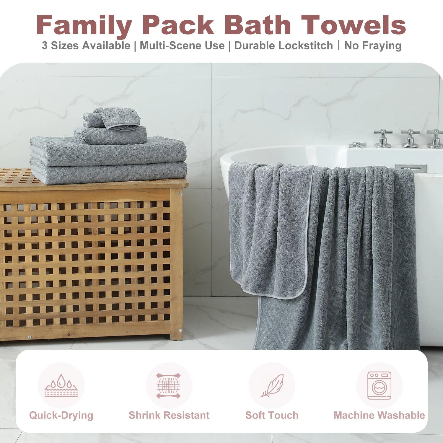 Bath Towels Belista 8-Piece Oversized Spa — 2 Sheets + 2 Hand + 4 Washcloths for Gym, Spa, Home — view 6 of bath & towels