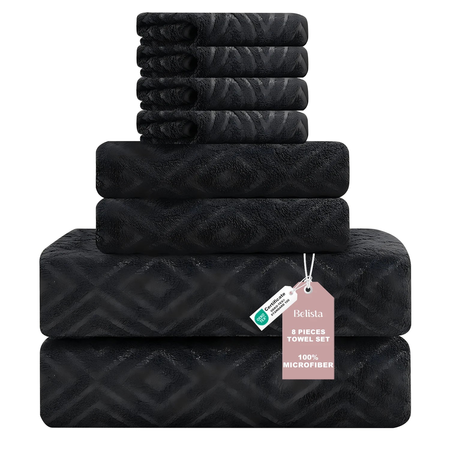 Bath Towels Belista 8-Piece Oversized Spa — 2 Sheets + 2 Hand + 4 Washcloths for Gym, Spa, Home — view 12 of bath & towels