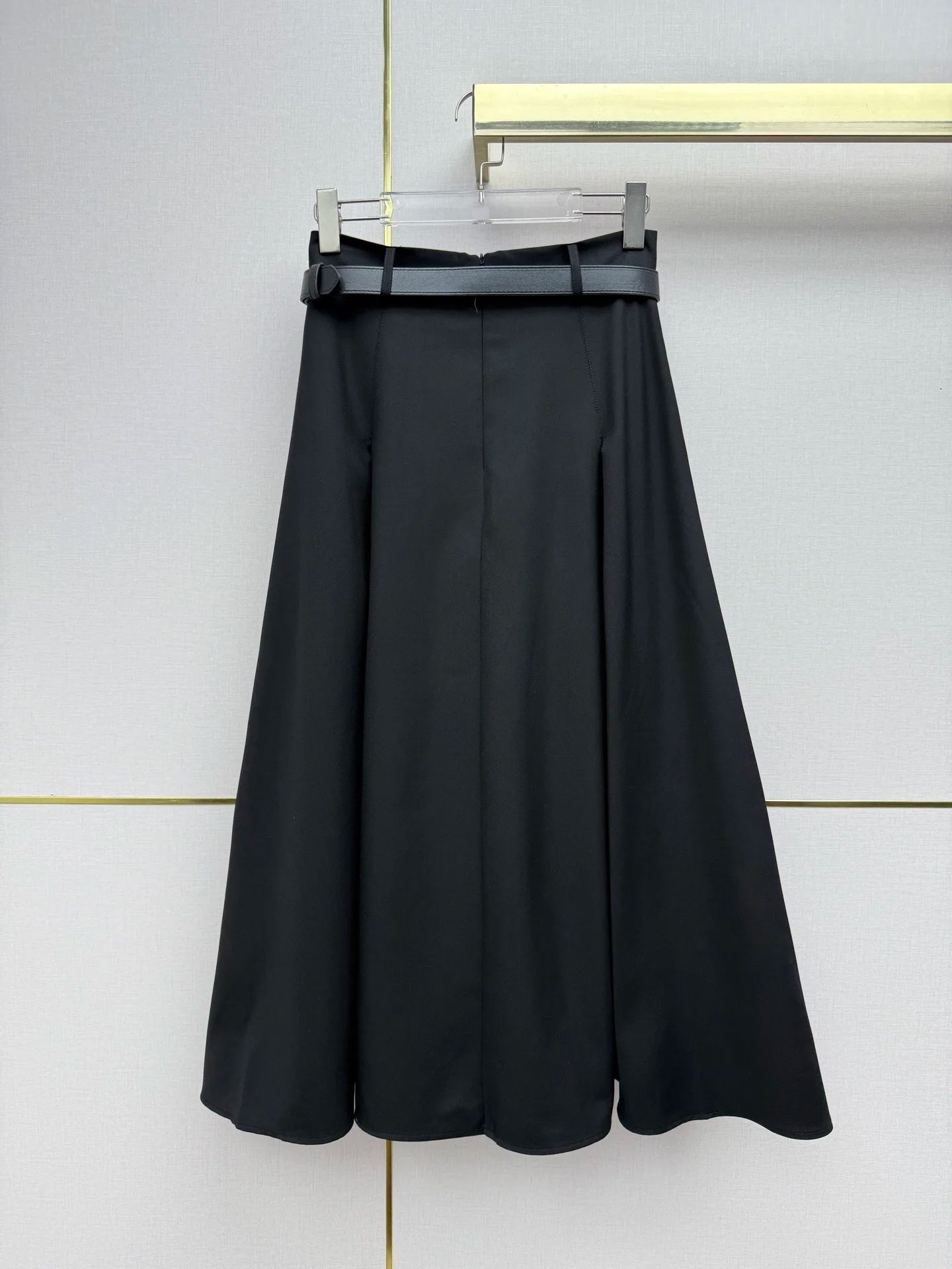 Belted A-Line Midi Skirt — Versatile Solid-Color Work-to-Weekend — side detail