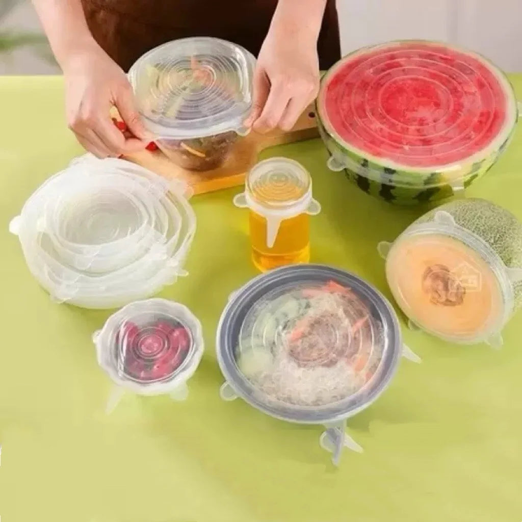 6PCS Reusable Silicone Food Seal Wraps – Leak-Free Covers, Fridge & Dishwasher Safe, Heat Resistant