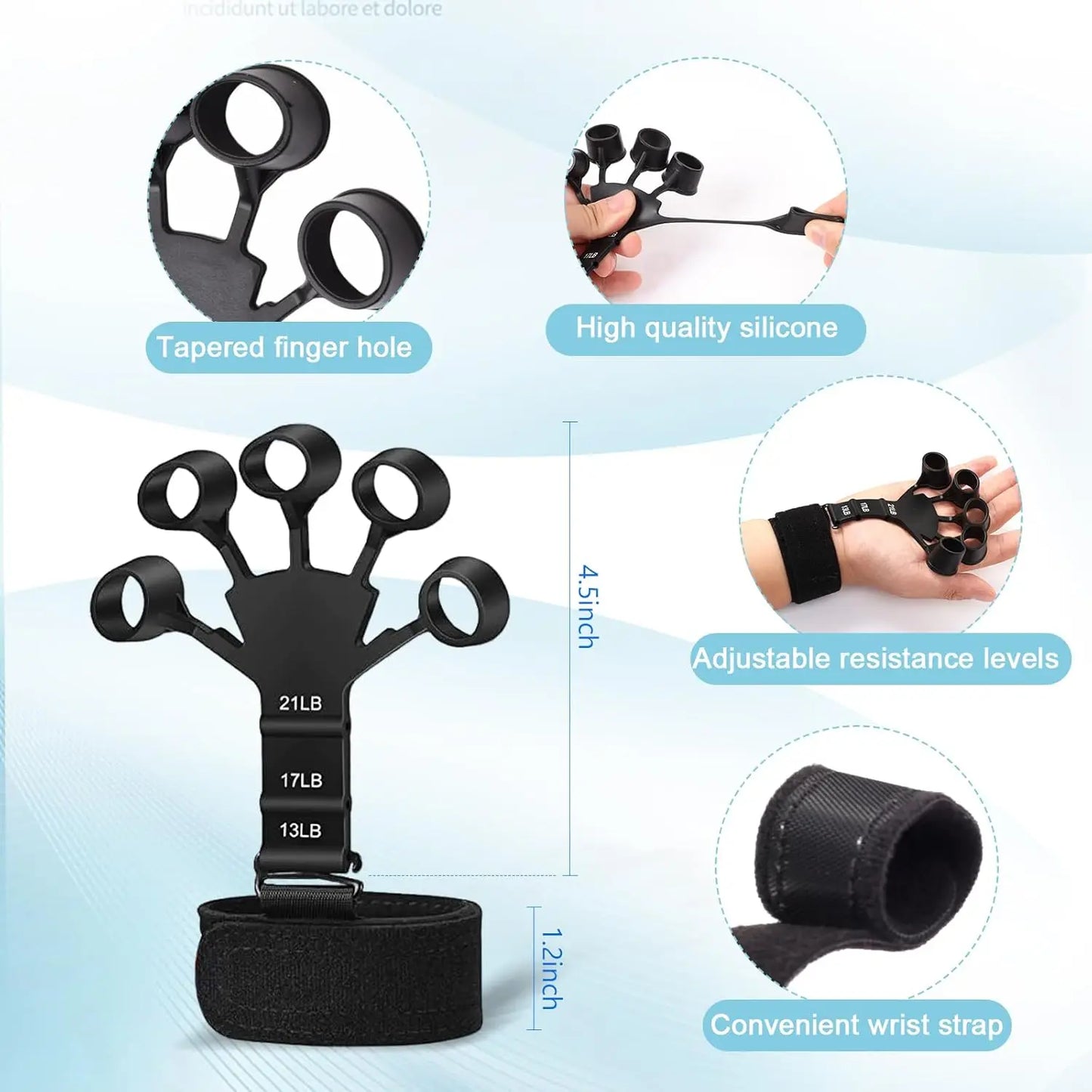 Grip Trainer Kit – Adjustable Hand Gripper Set with Finger Exercisers, Stress Ball & Forearm Ring