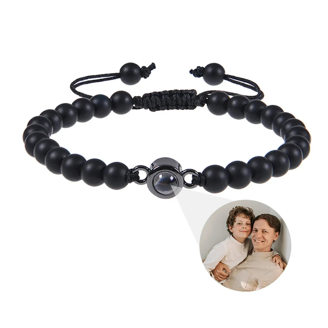 Pearl-Style Custom Photo Projection Bracelet — 6mm Personalized Beads for Couples — view 7 of bracelets