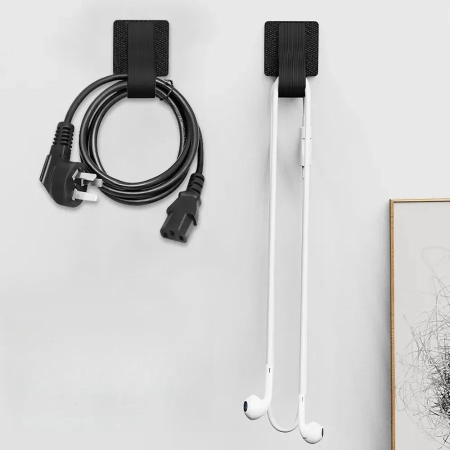 10-Pack Self-Adhesive Nylon Zip Ties – Black/White Cable Management Wire Holders