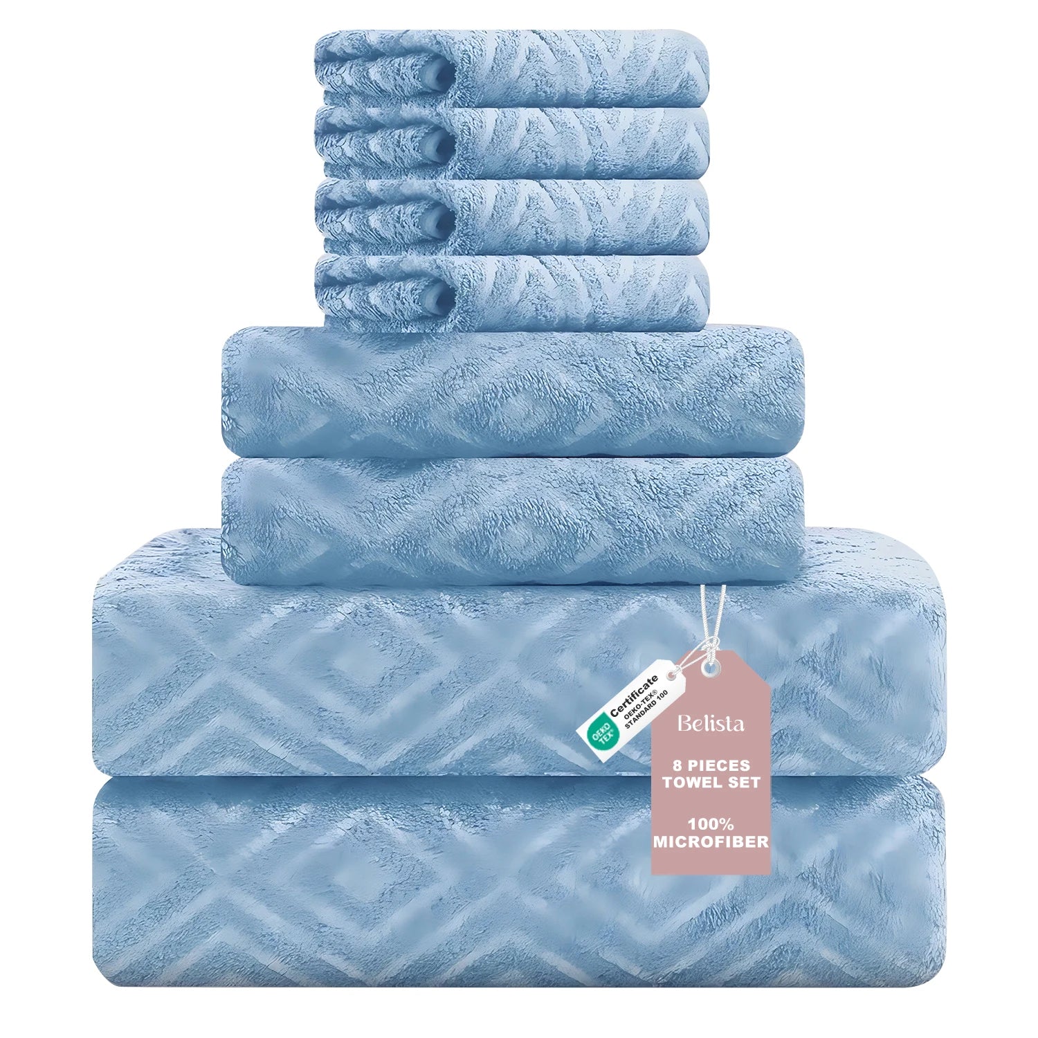 Bath Towels Belista 8-Piece Oversized Spa — 2 Sheets + 2 Hand + 4 Washcloths for Gym, Spa, Home — view 8 of bath & towels
