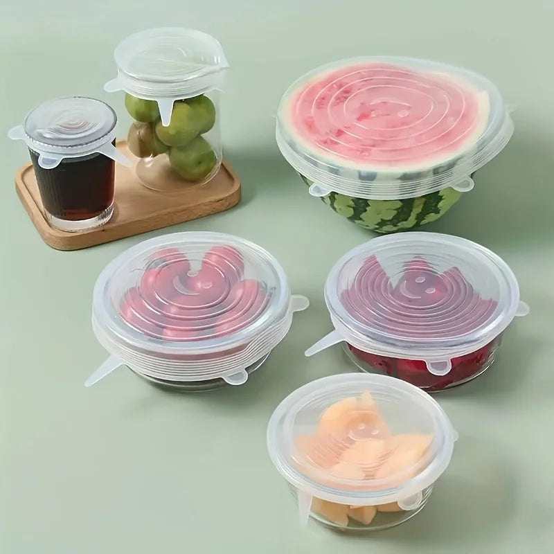 6PCS Reusable Silicone Food Seal Wraps – Leak-Free Covers, Fridge & Dishwasher Safe, Heat Resistant