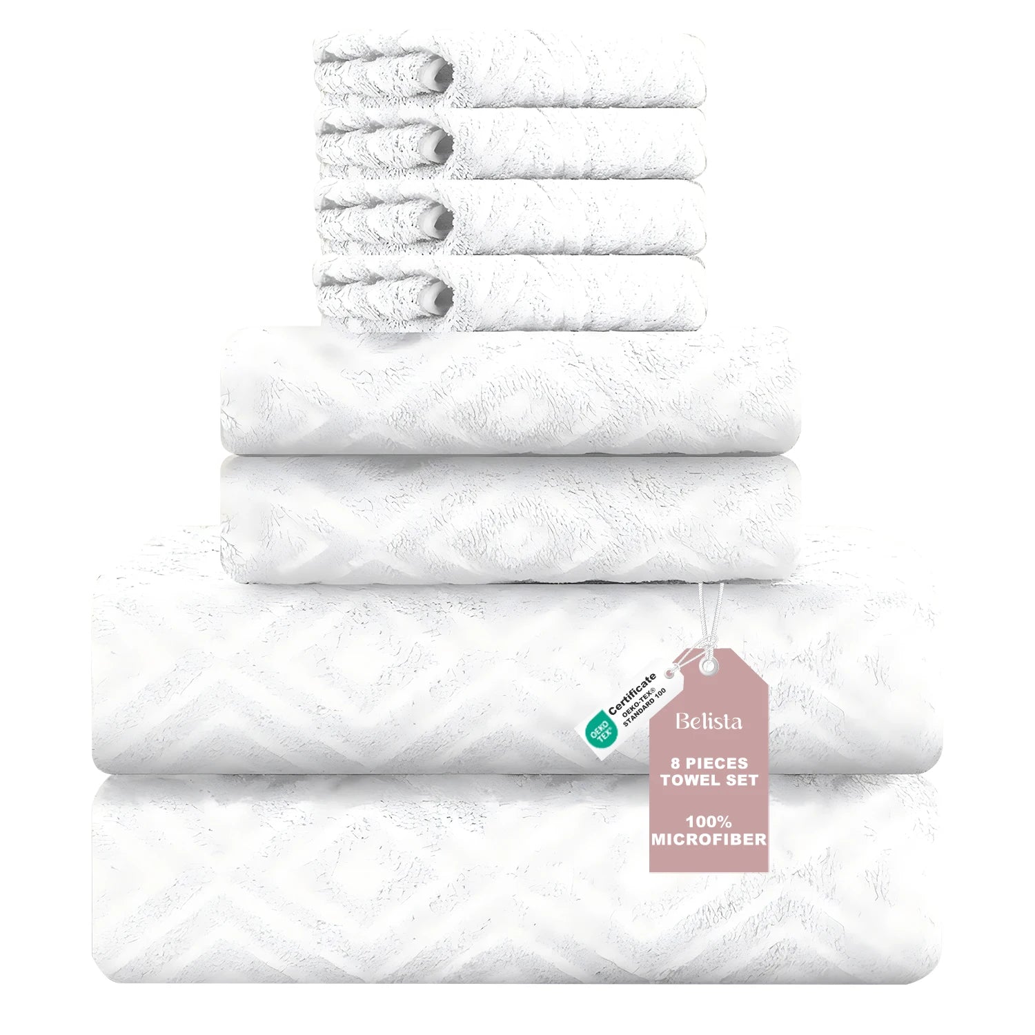 Bath Towels Belista 8-Piece Oversized Spa — 2 Sheets + 2 Hand + 4 Washcloths for Gym, Spa, Home — view 9 of bath & towels
