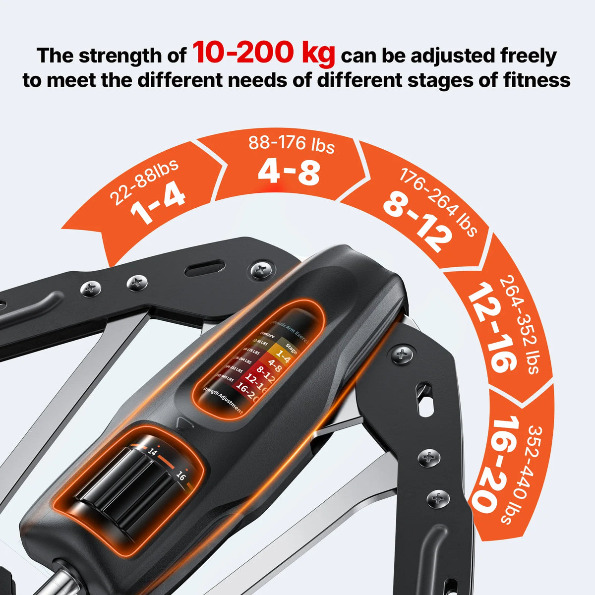 Adjustable Hydraulic Arm Trainer with Digital Counter, 22-440 lb — product photo 6