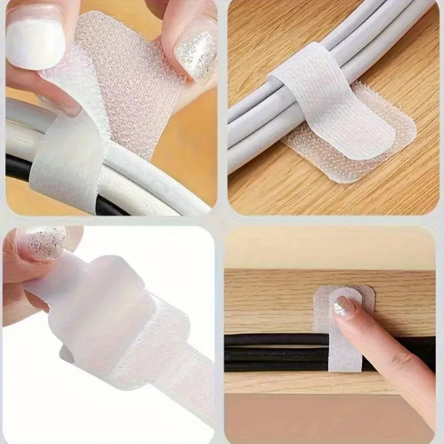 10-Pack Self-Adhesive Nylon Zip Ties – Black/White Cable Management Wire Holders