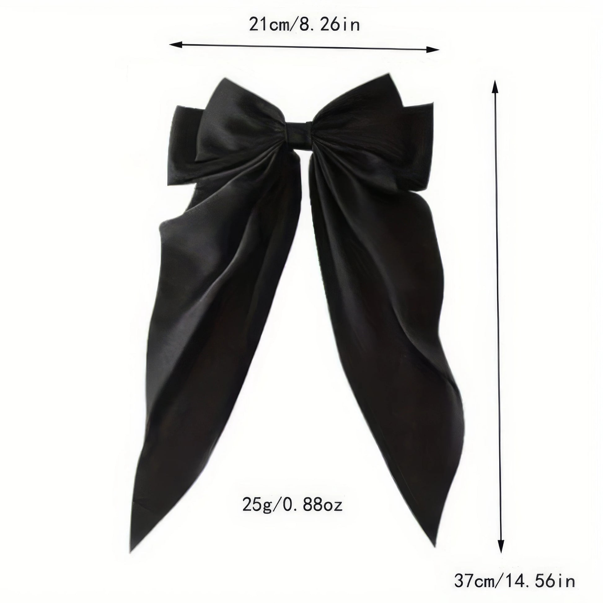 2 solid color ribbon bow hair clips in black and white, Korean style large bow hair clips, suitable for thick/curly/wavy hair — view 3 of product