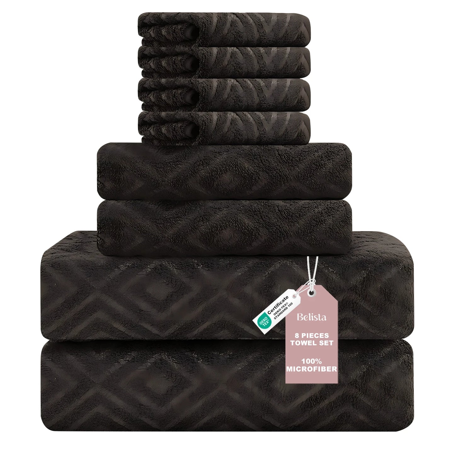 Bath Towels Belista 8-Piece Oversized Spa — 2 Sheets + 2 Hand + 4 Washcloths for Gym, Spa, Home — view 14 of bath & towels