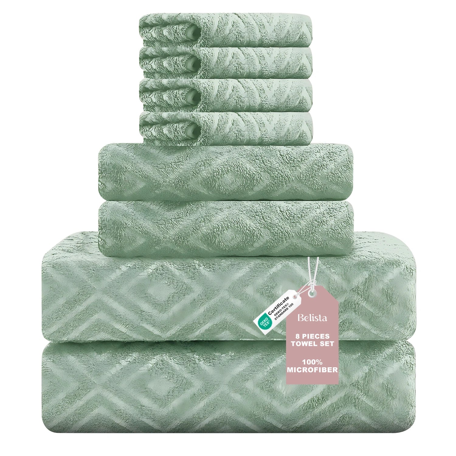 Bath Towels Belista 8-Piece Oversized Spa — 2 Sheets + 2 Hand + 4 Washcloths for Gym, Spa, Home — view 10 of bath & towels