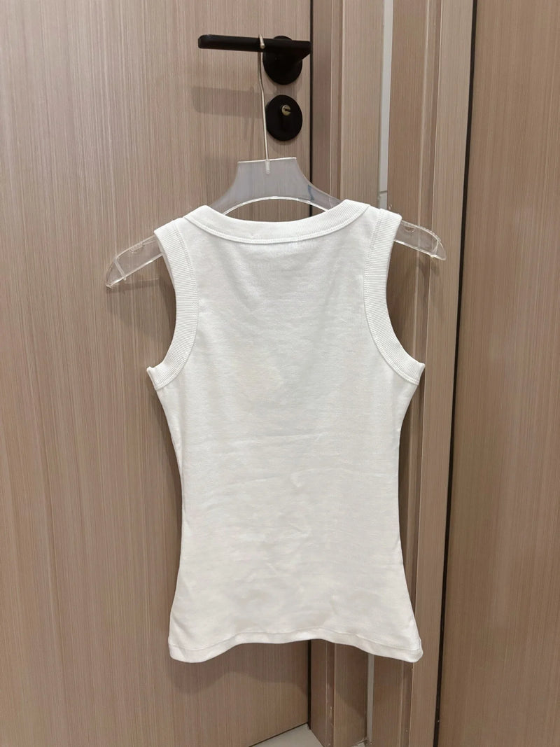 Street-Style Knit Camisole Vest — Slim-Fit Solid Knitted Tank for Spring & Summer — view 1 of tanks & camisoles